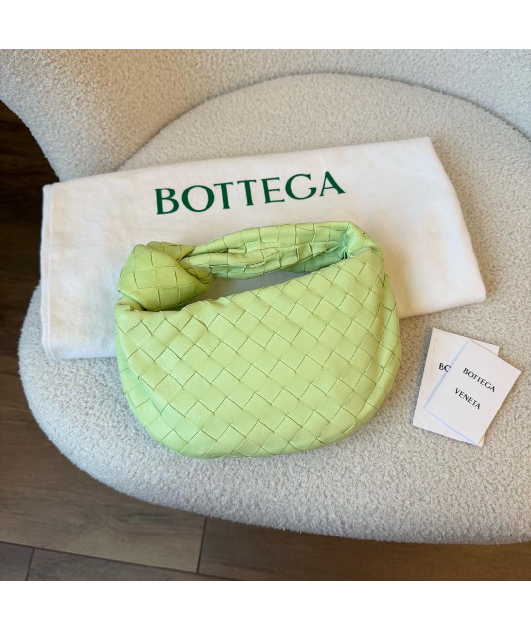 BOTTEGA VENETA Салатовая кожаная сумка с короткими ручками, фото 3