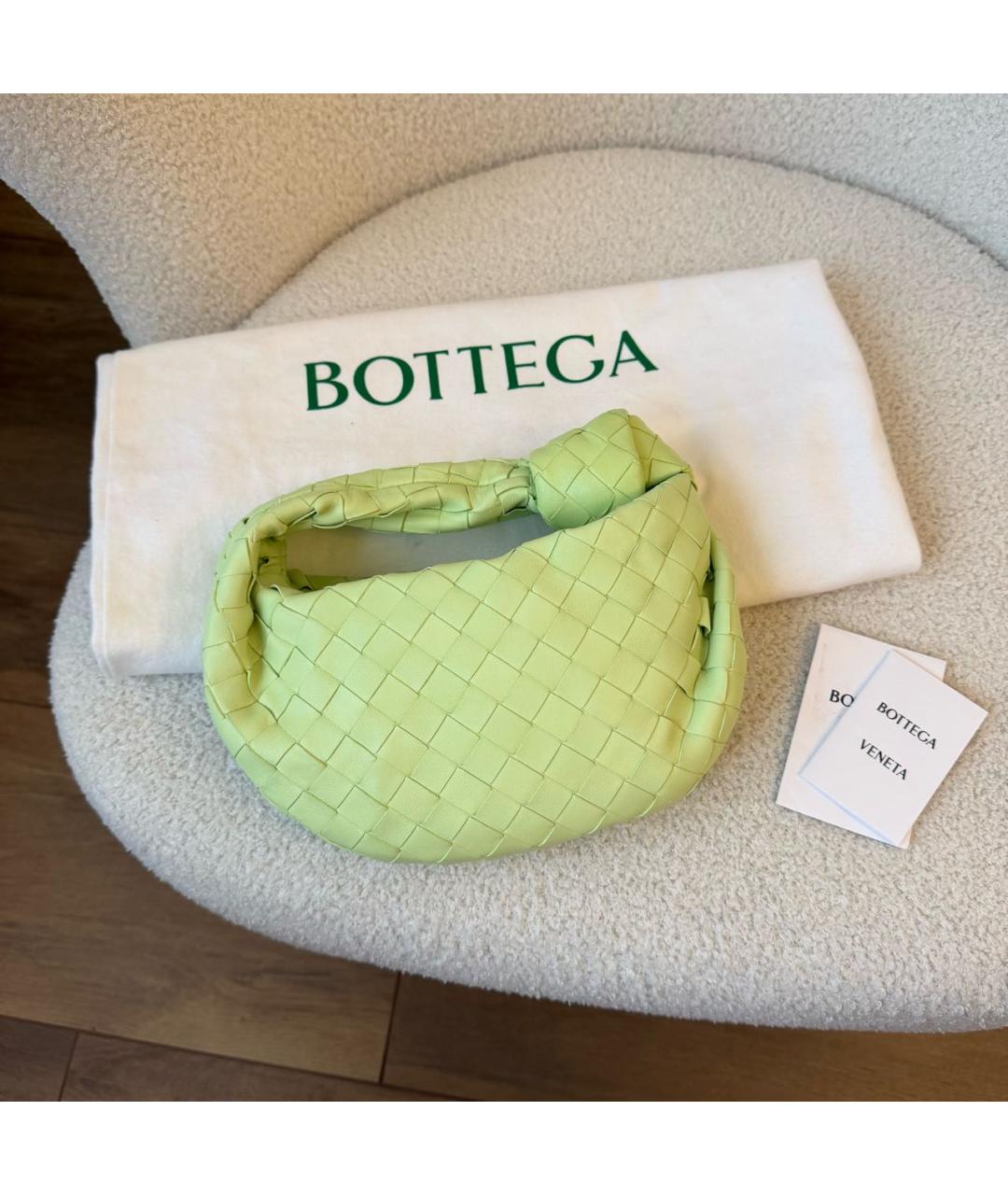 BOTTEGA VENETA Салатовая кожаная сумка с короткими ручками, фото 2