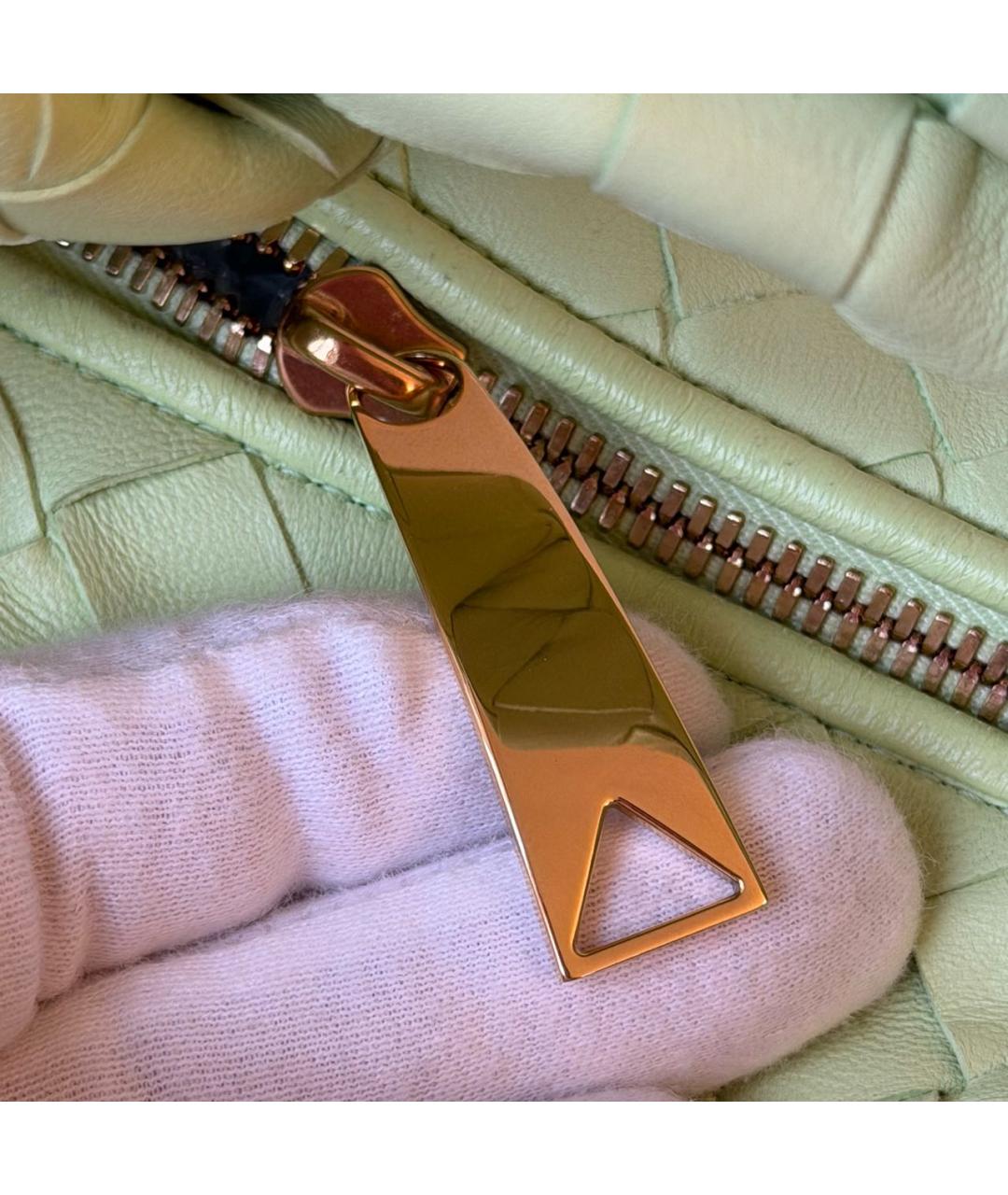 BOTTEGA VENETA Салатовая кожаная сумка с короткими ручками, фото 5