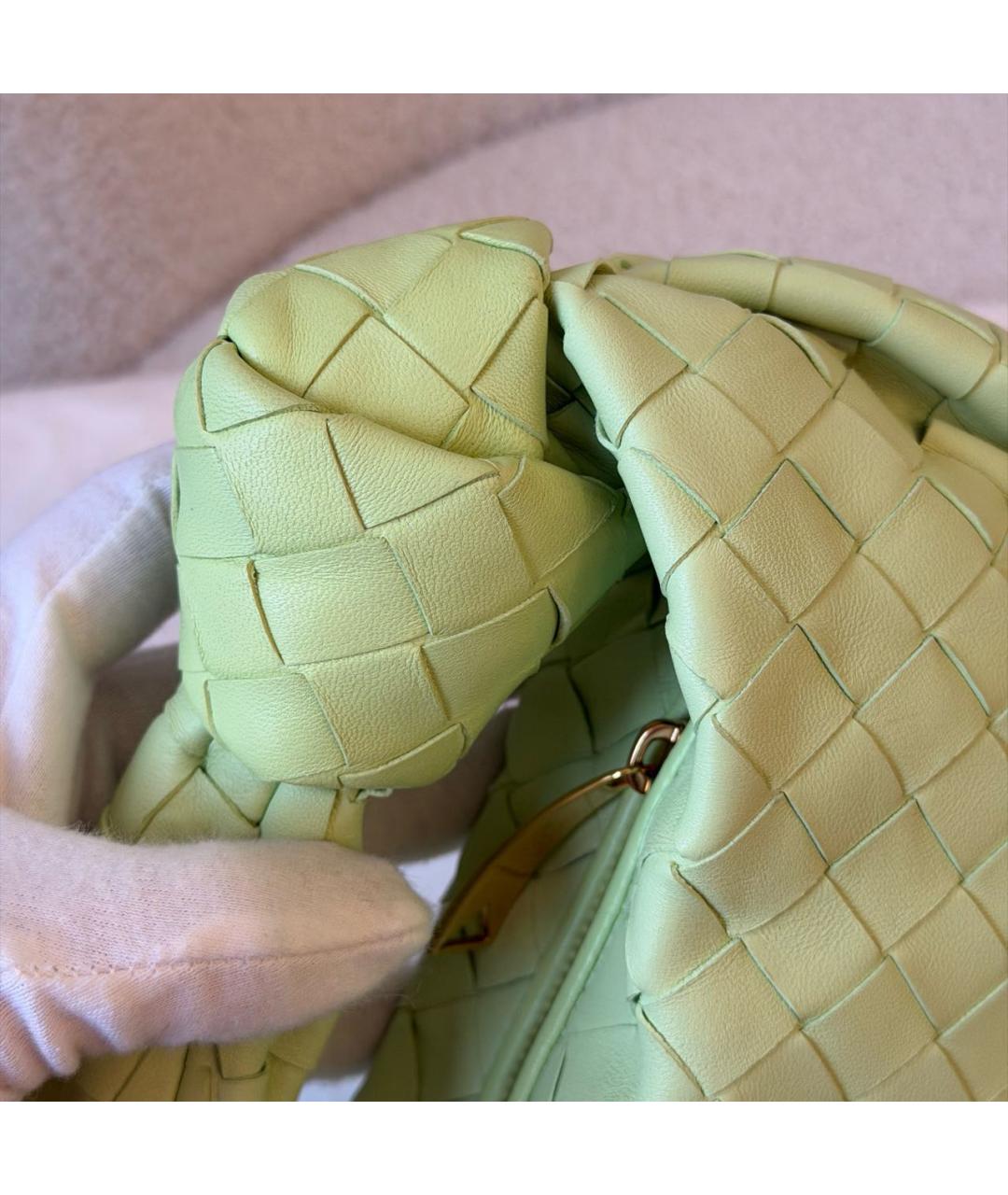 BOTTEGA VENETA Салатовая кожаная сумка с короткими ручками, фото 4