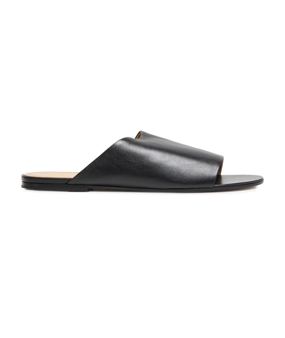 THE ROW Черные кожаные шлепанцы, фото 1