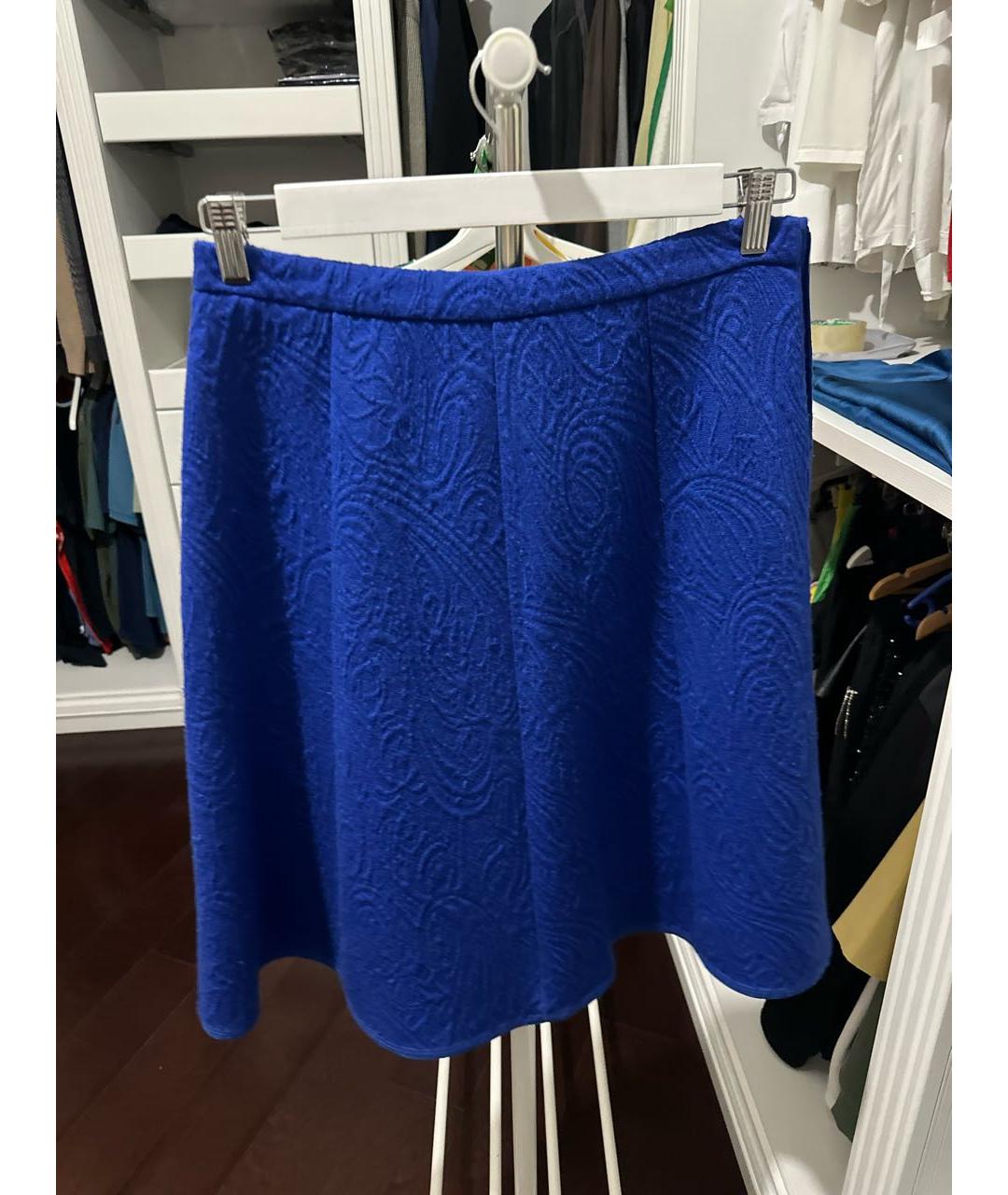 ETRO Синяя шерстяная юбка миди, фото 5