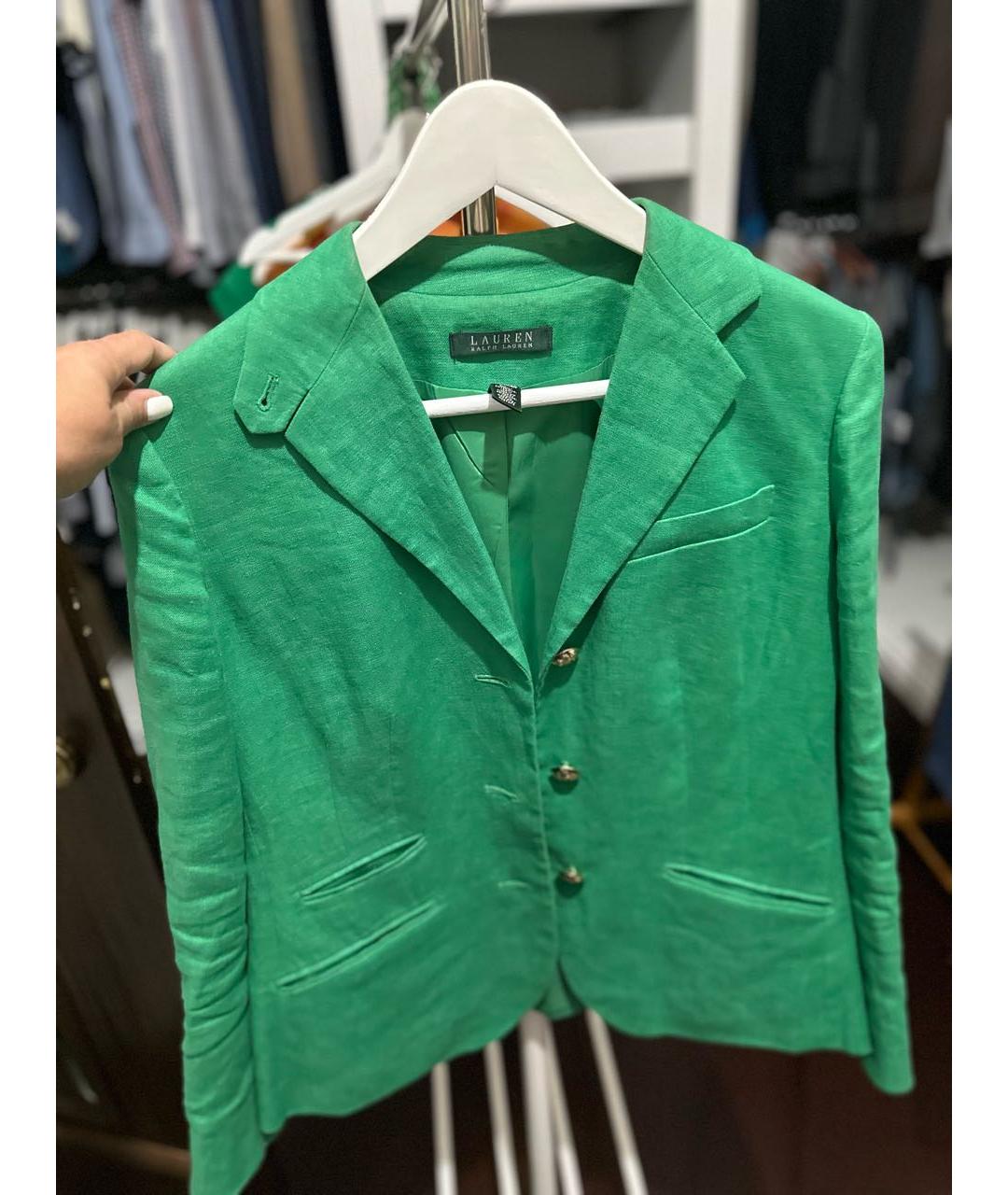RALPH LAUREN Зеленый льняной жакет/пиджак, фото 5