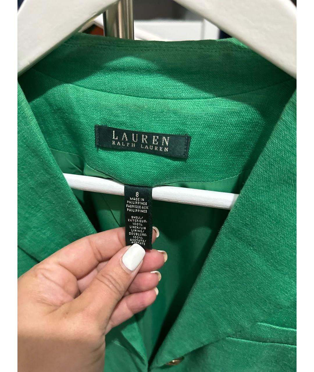 RALPH LAUREN Зеленый льняной жакет/пиджак, фото 3