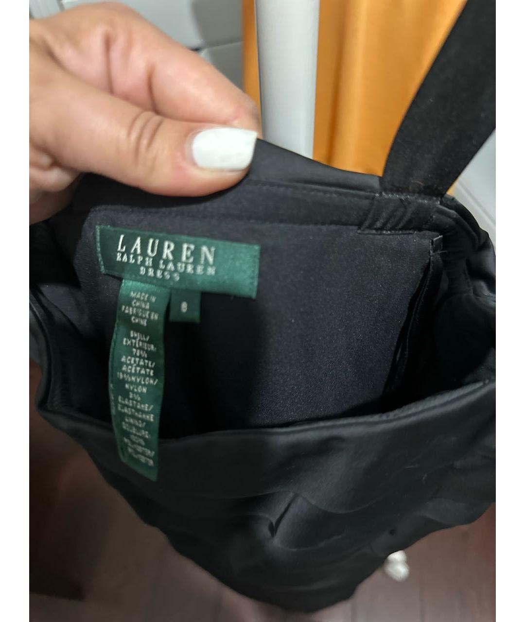 RALPH LAUREN Черное хлопко-эластановое коктейльное платье, фото 3