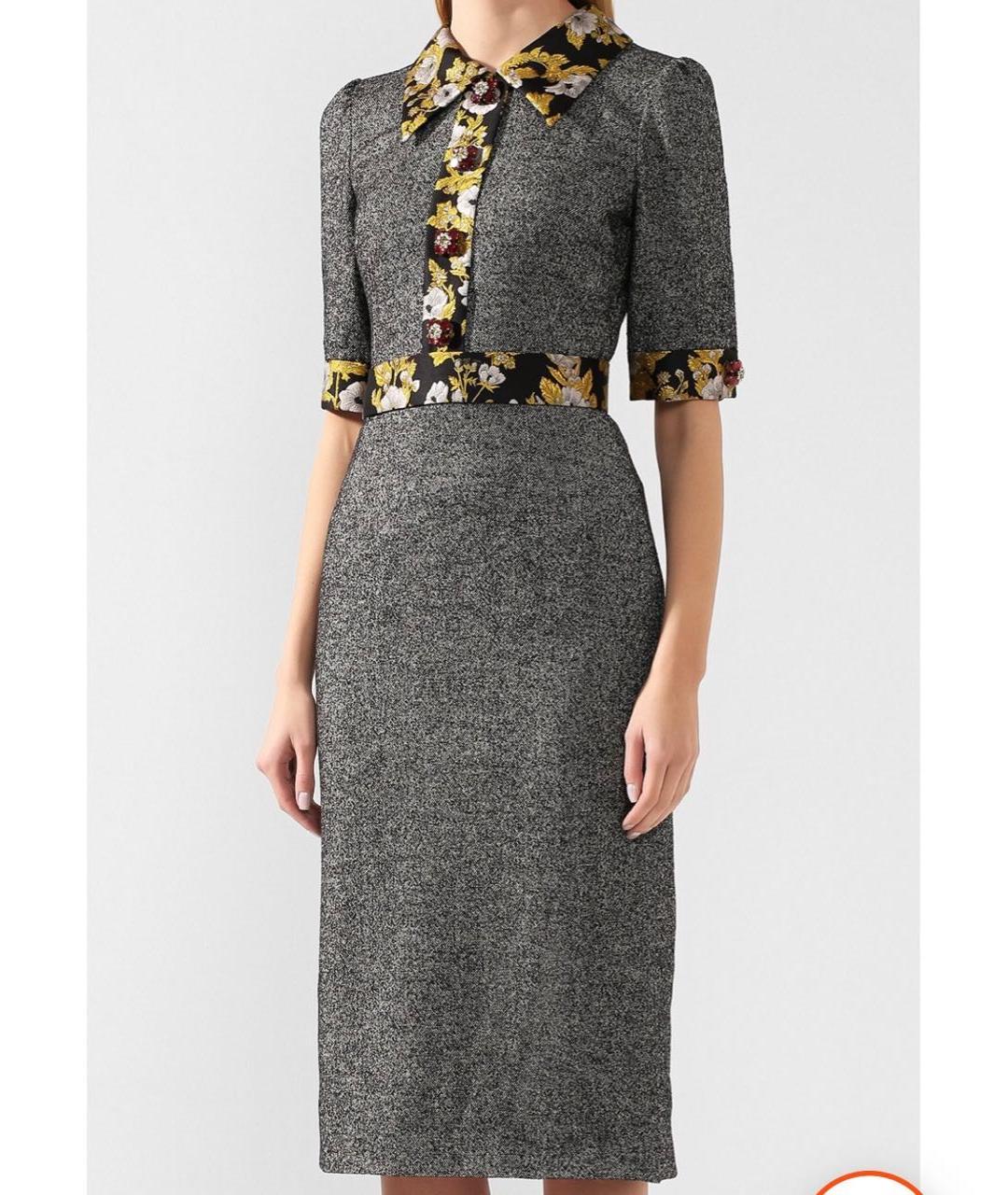 DOLCE&GABBANA Серое шерстяное вечернее платье, фото 2