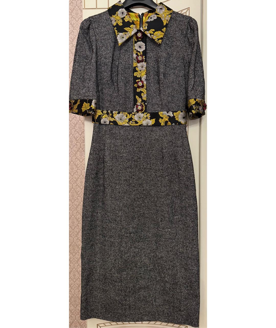 DOLCE&GABBANA Серое шерстяное вечернее платье, фото 5