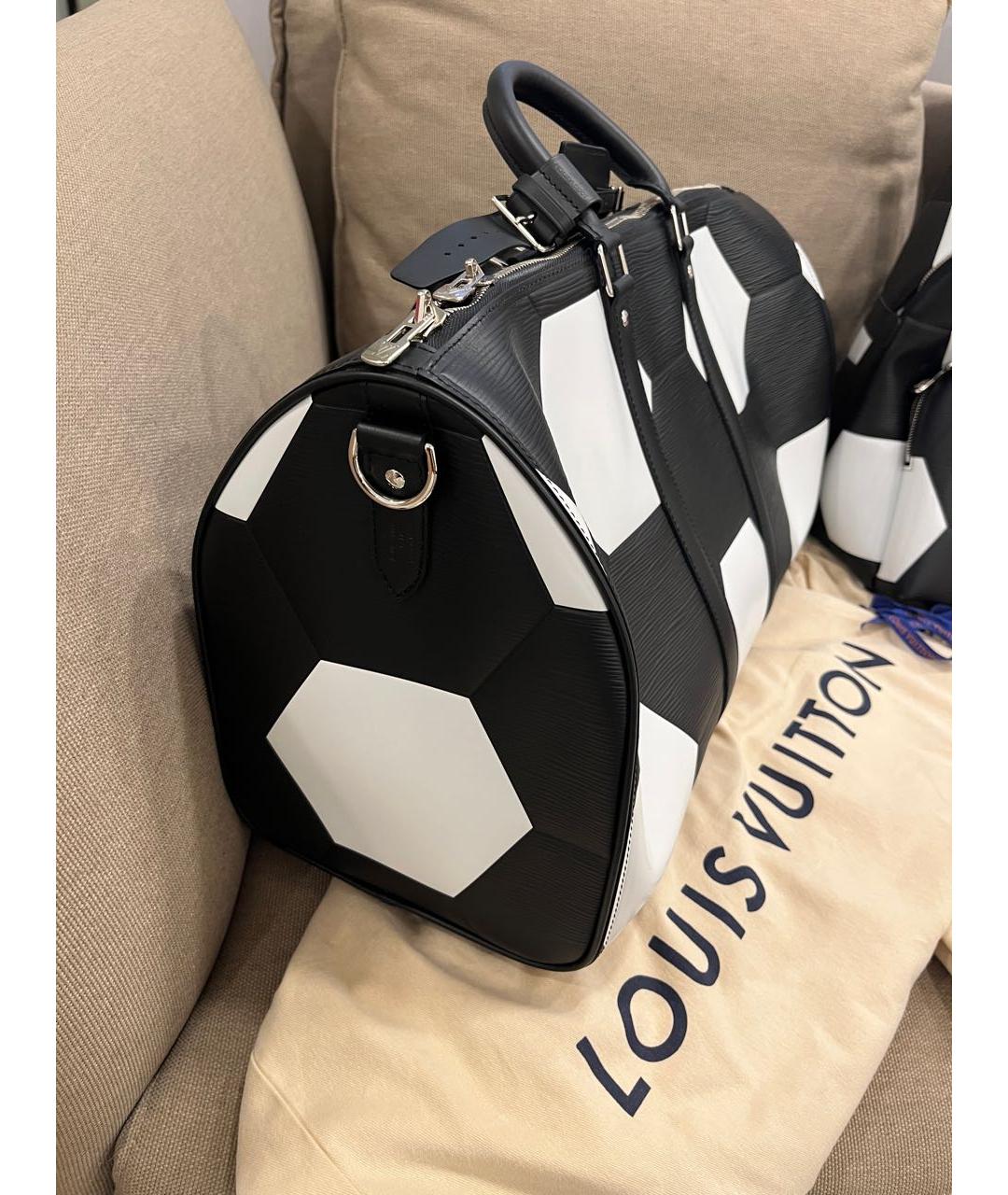 LOUIS VUITTON Черная кожаная дорожная/спортивная сумка, фото 3