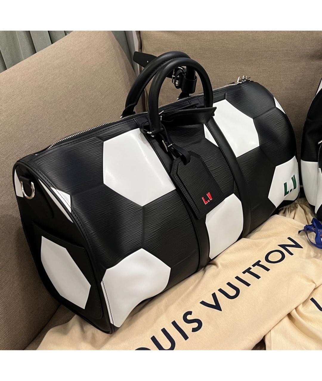 LOUIS VUITTON Черная кожаная дорожная/спортивная сумка, фото 9