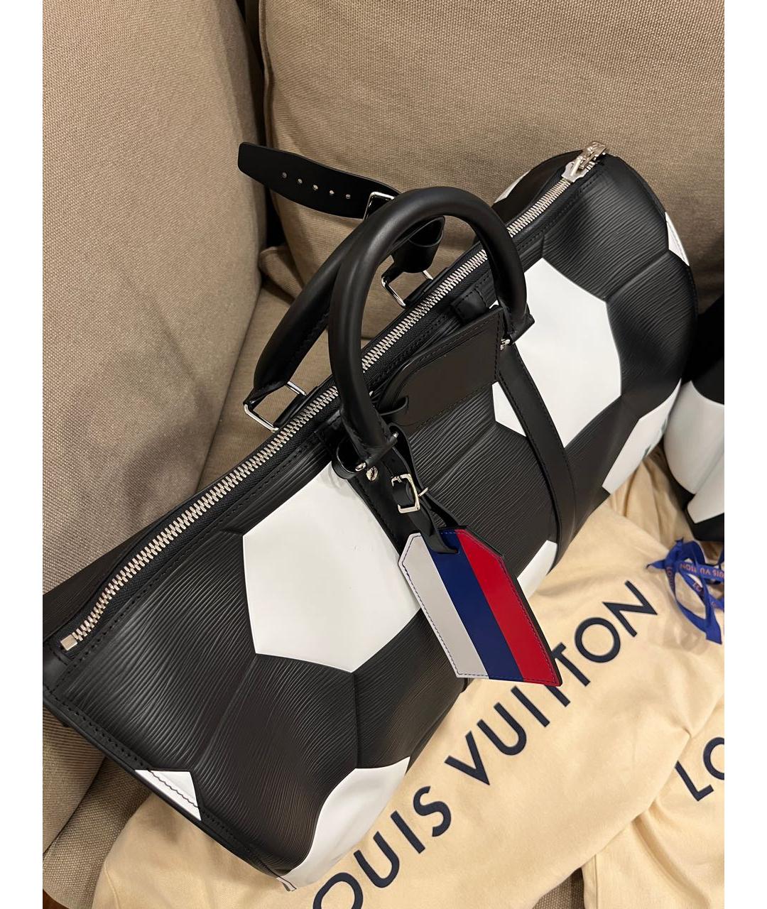 LOUIS VUITTON Черная кожаная дорожная/спортивная сумка, фото 2