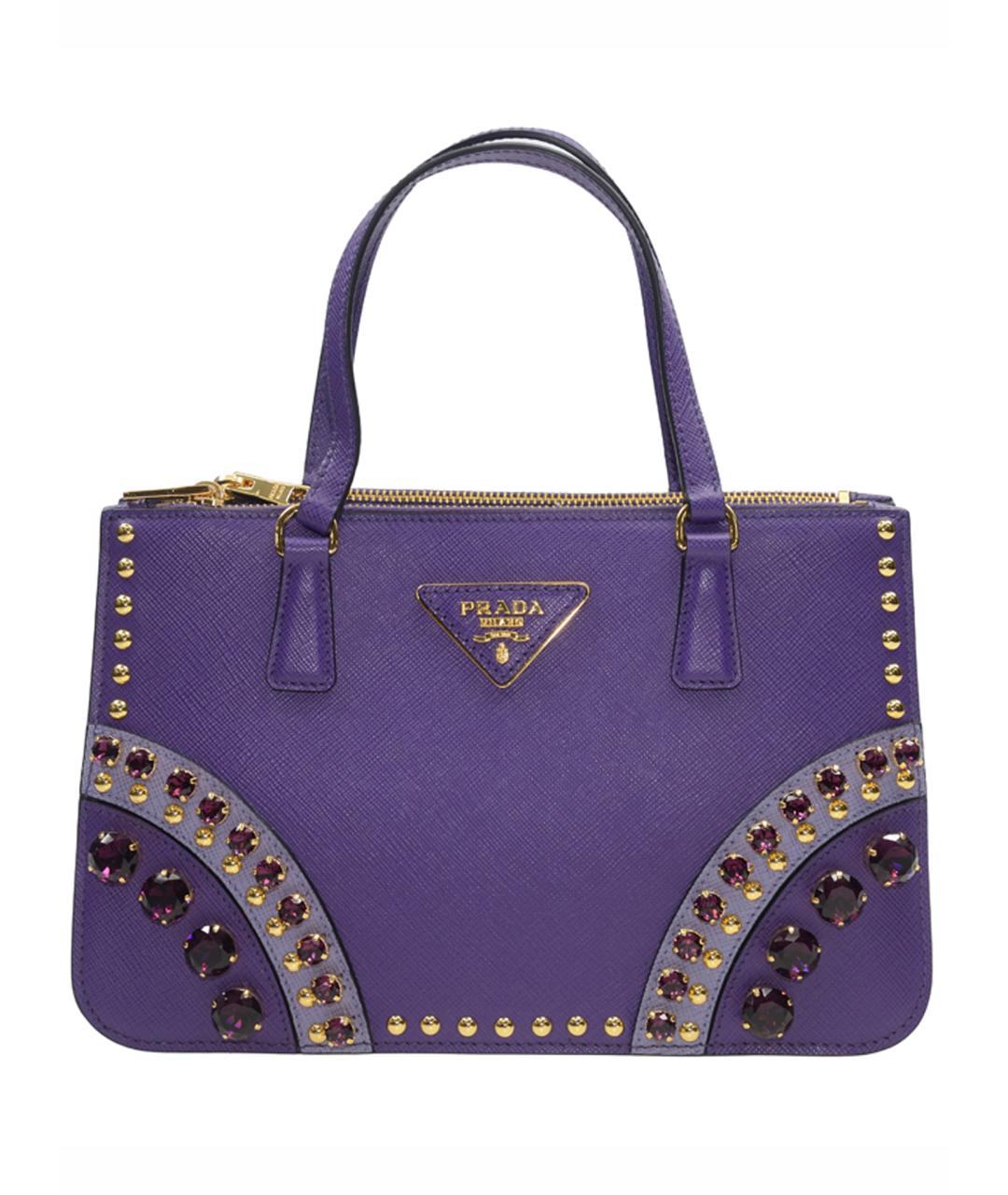 PRADA Фиолетовая кожаная сумка с короткими ручками, фото 1