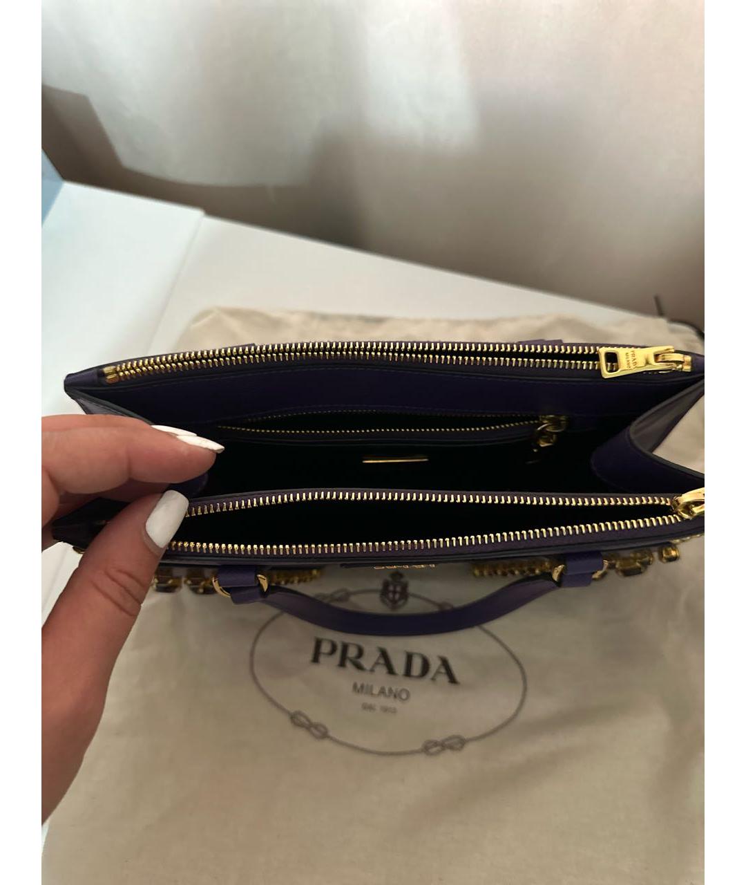 PRADA Фиолетовая кожаная сумка с короткими ручками, фото 4
