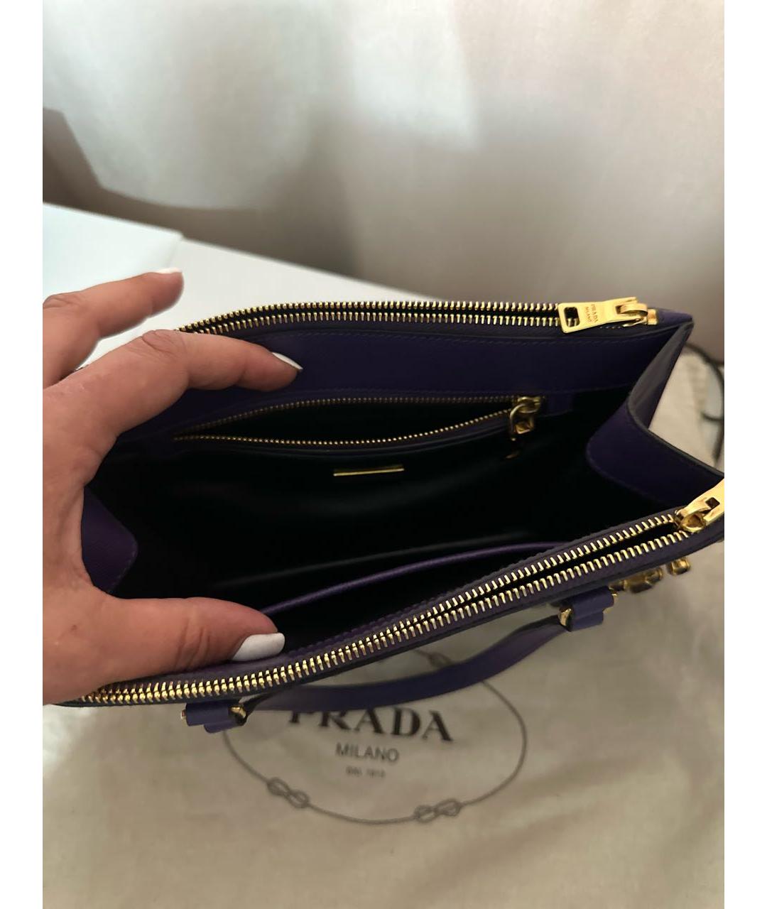 PRADA Фиолетовая кожаная сумка с короткими ручками, фото 3