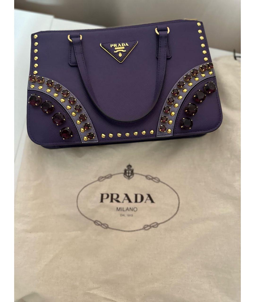 PRADA Фиолетовая кожаная сумка с короткими ручками, фото 2