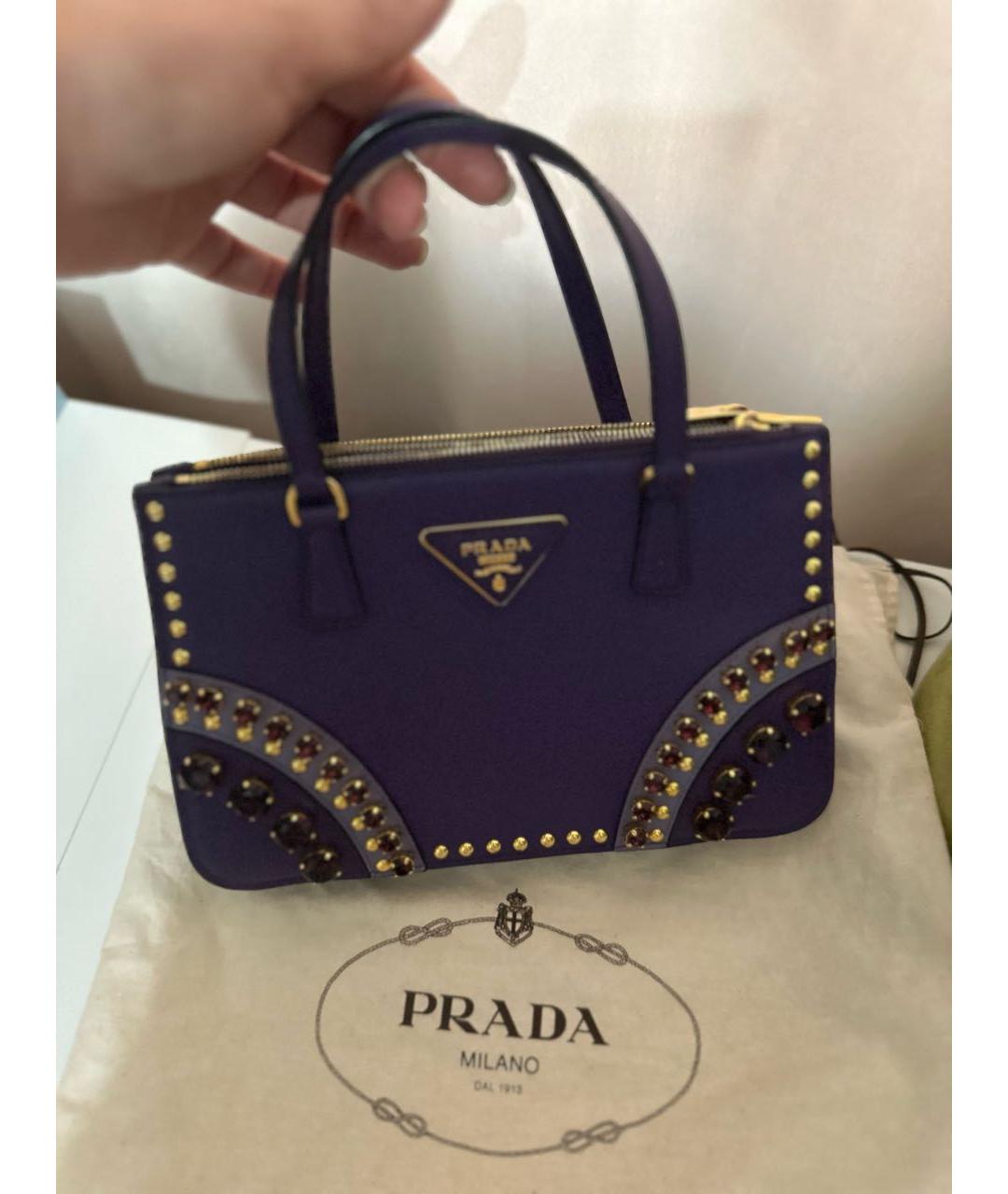 PRADA Фиолетовая кожаная сумка с короткими ручками, фото 6