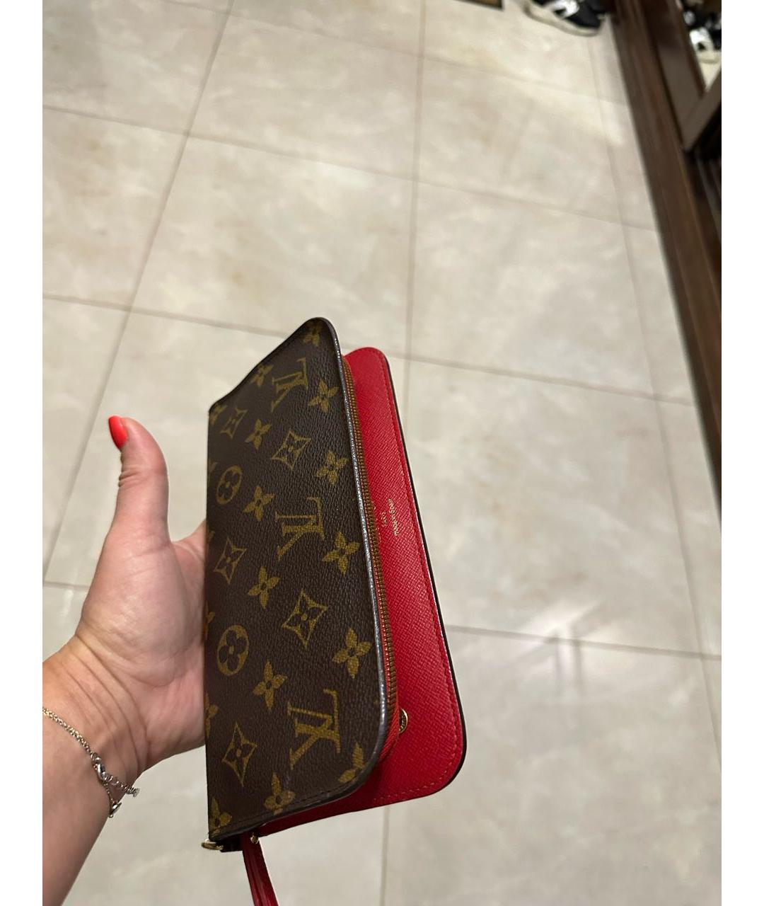 LOUIS VUITTON Коричневый кожаный кошелек, фото 5