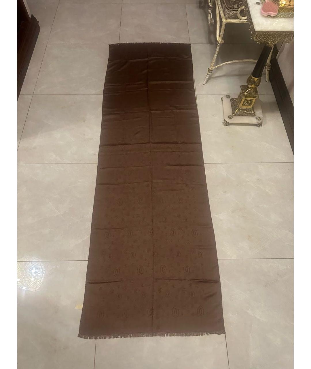 CARTIER Коричневый шелковый платок, фото 2