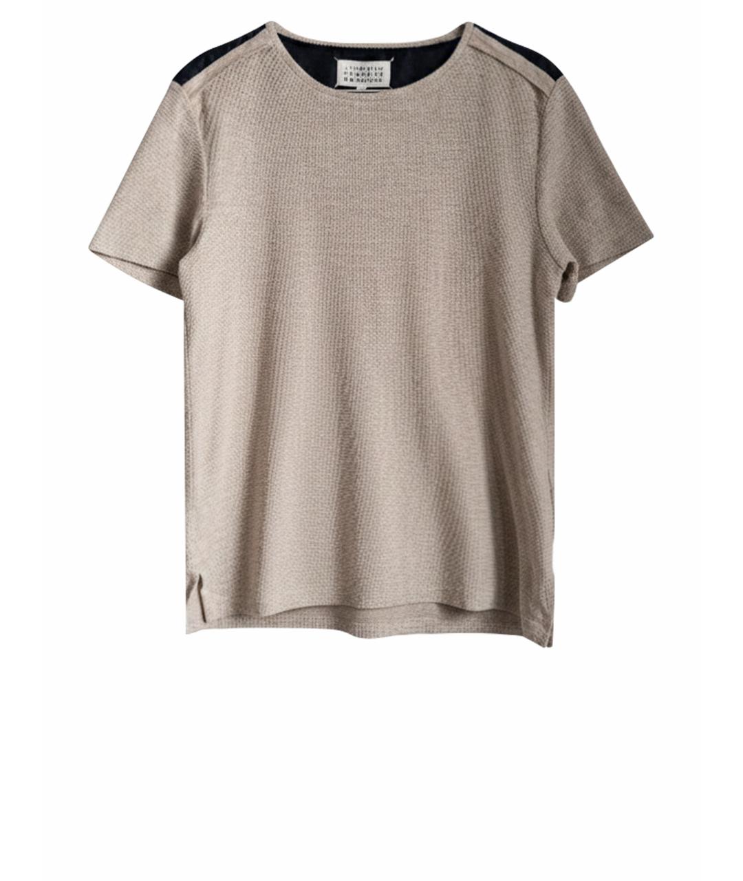 MAISON MARGIELA Бежевая хлопко-леновая футболка, фото 1