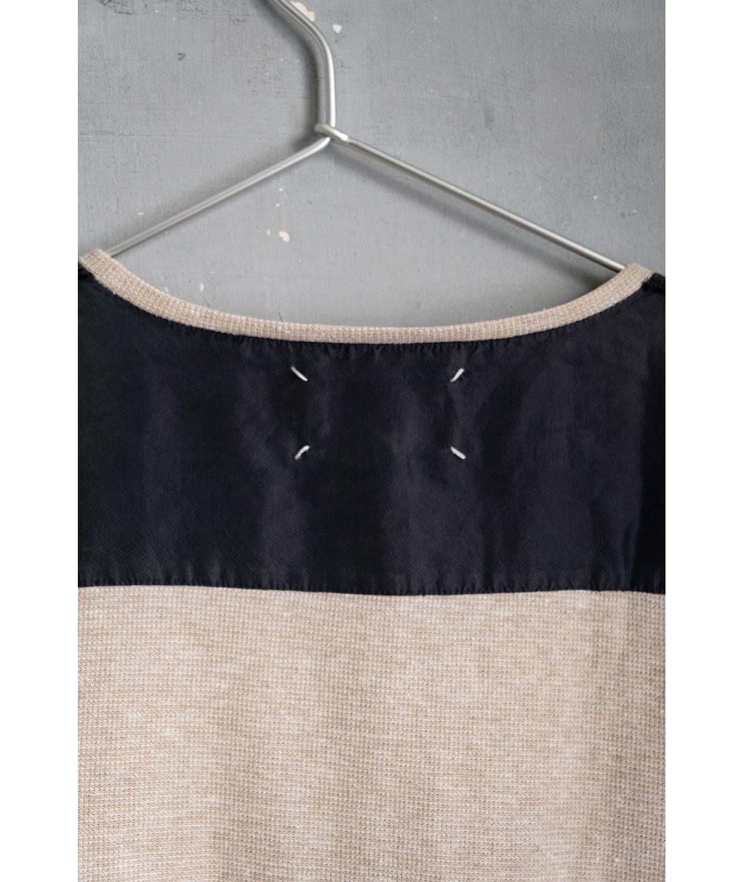 MAISON MARGIELA Бежевая хлопко-леновая футболка, фото 5