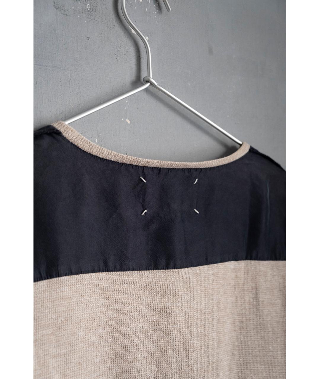 MAISON MARGIELA Бежевая хлопко-леновая футболка, фото 6