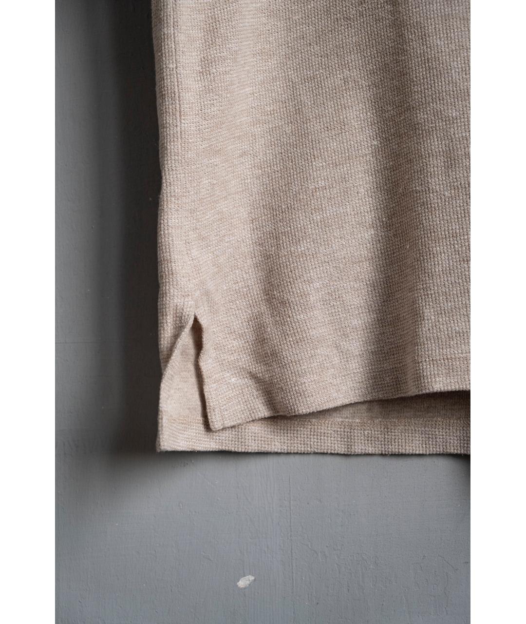 MAISON MARGIELA Бежевая хлопко-леновая футболка, фото 4