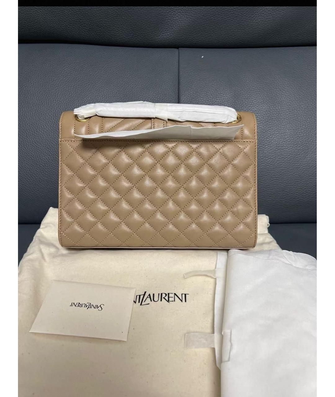 SAINT LAURENT Бежевая кожаная сумка через плечо, фото 3