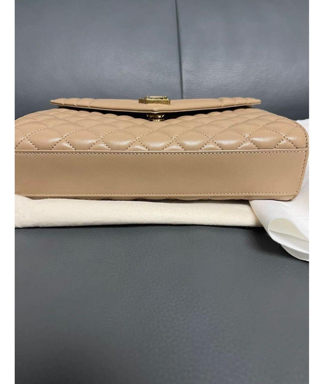 SAINT LAURENT Бежевая кожаная сумка через плечо, фото 4