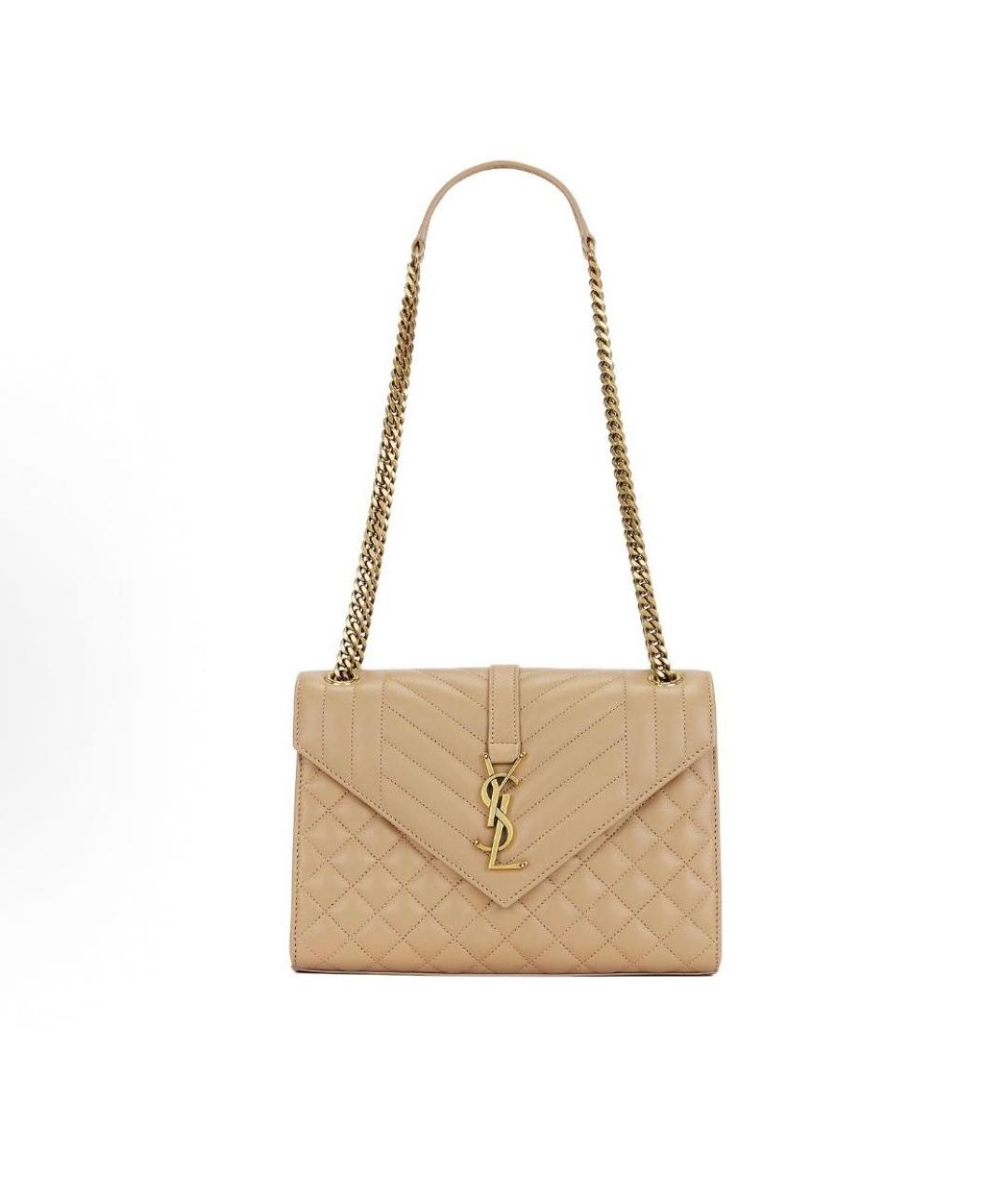 SAINT LAURENT Бежевая кожаная сумка через плечо, фото 1
