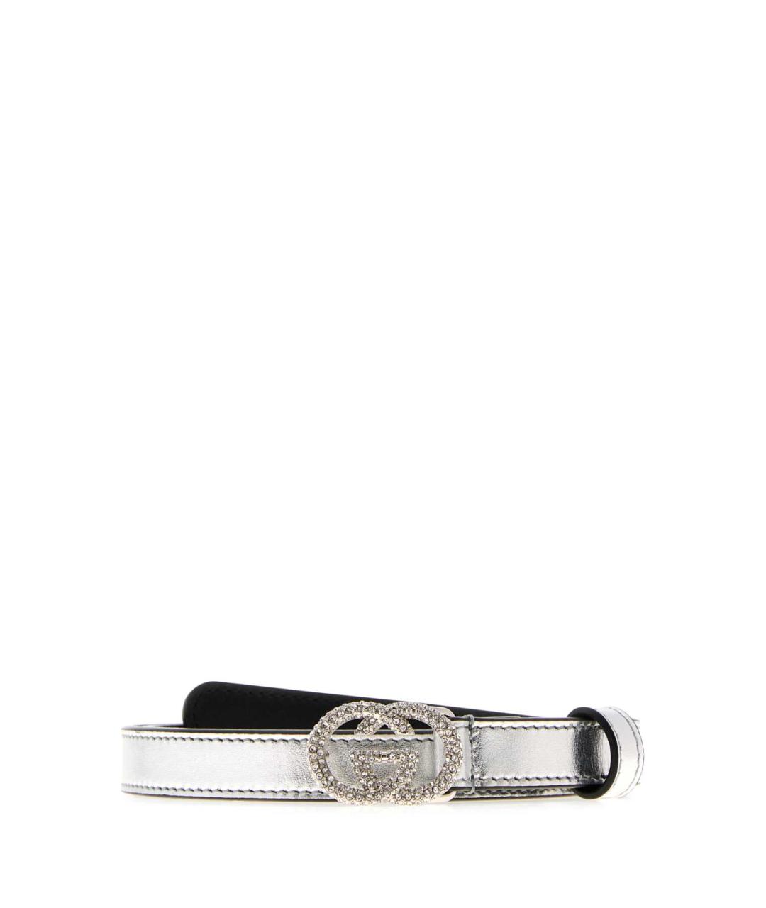 GUCCI Серебрянный кожаный ремень, фото 1