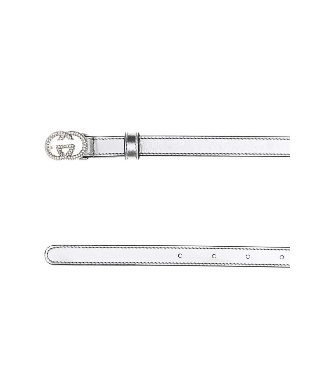 GUCCI Серебрянный кожаный ремень, фото 2