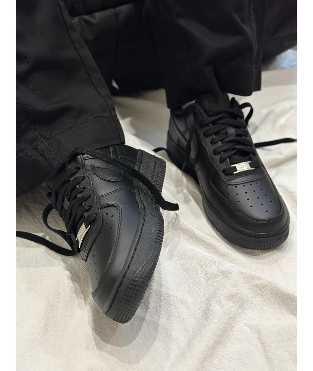 NIKE Черные кожаные низкие кроссовки / кеды, фото 7