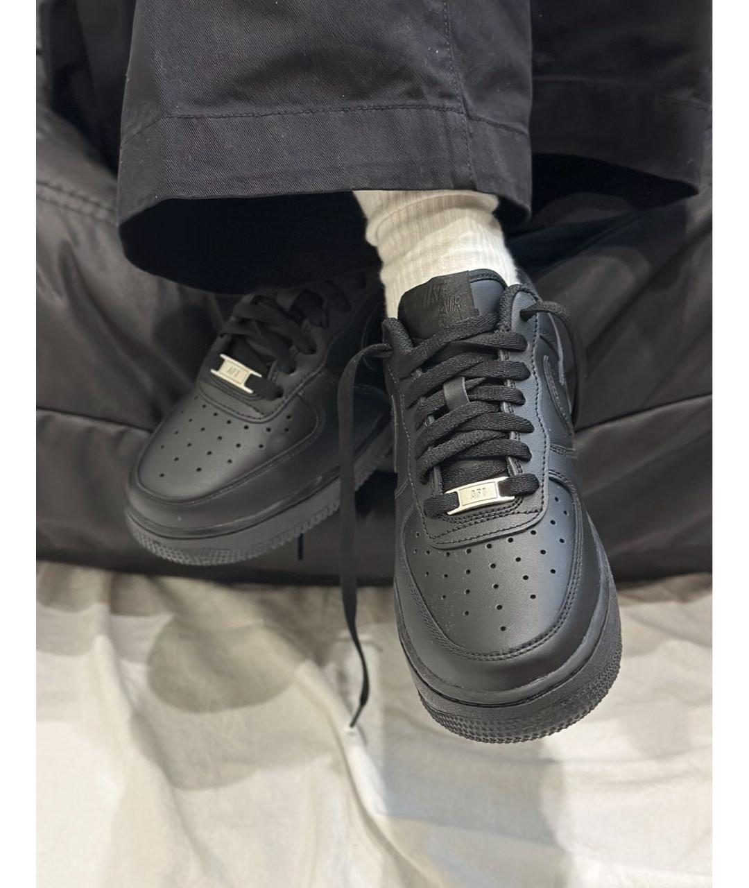 NIKE Черные кожаные низкие кроссовки / кеды, фото 4