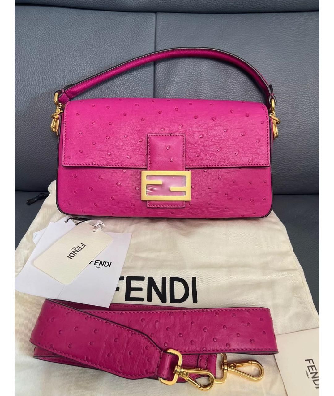 FENDI Розовая сумка через плечо из экзотической кожи, фото 2