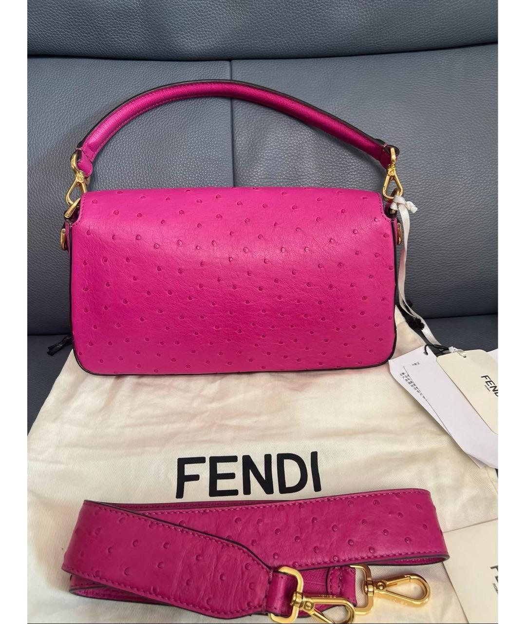 FENDI Розовая сумка через плечо из экзотической кожи, фото 3