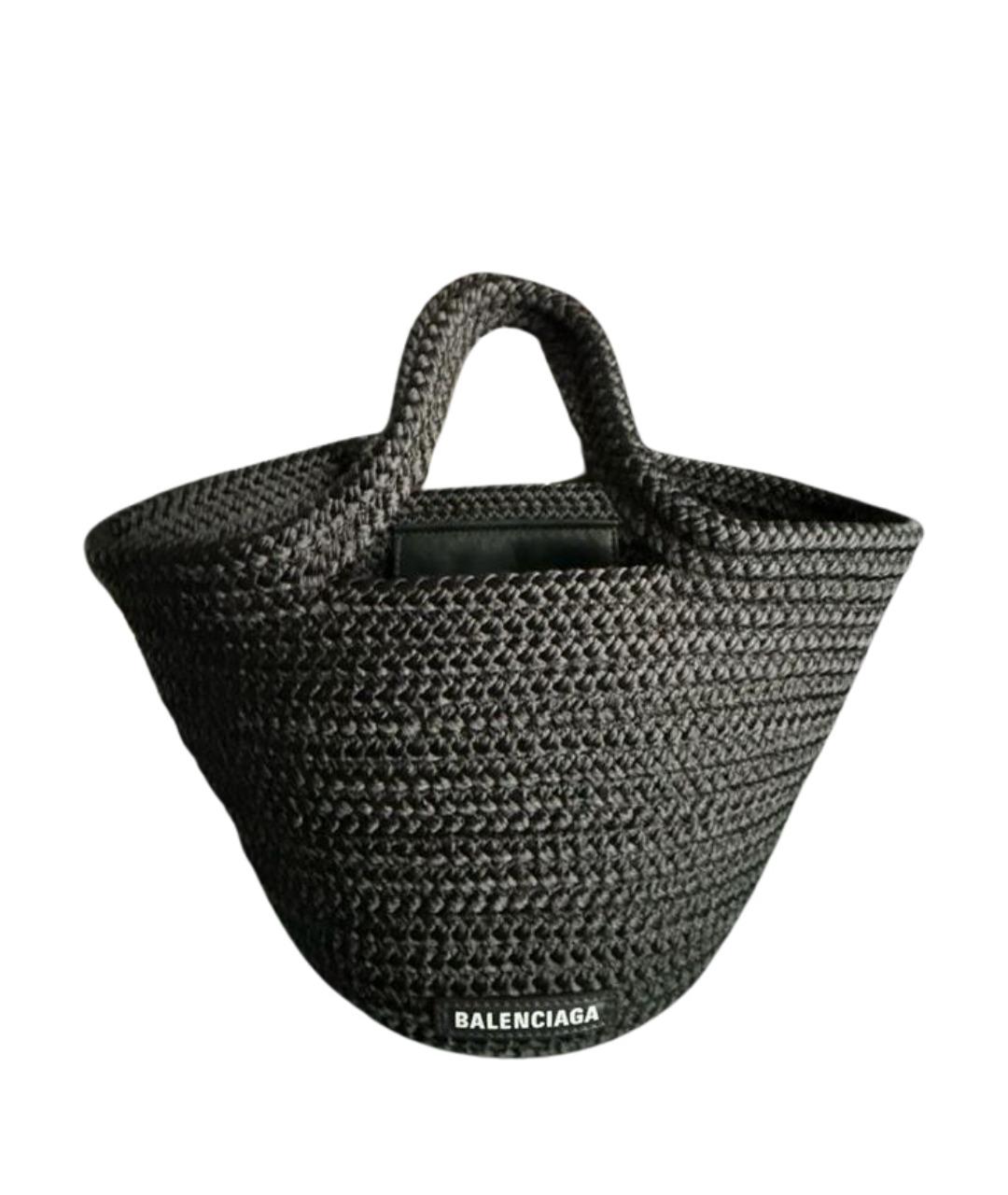 BALENCIAGA Черная пелетеная сумка с короткими ручками, фото 1