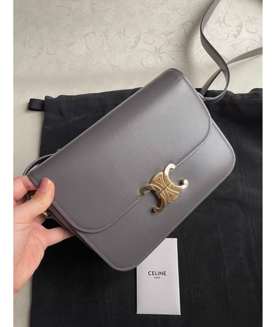 CELINE Серая кожаная сумка через плечо, фото 2