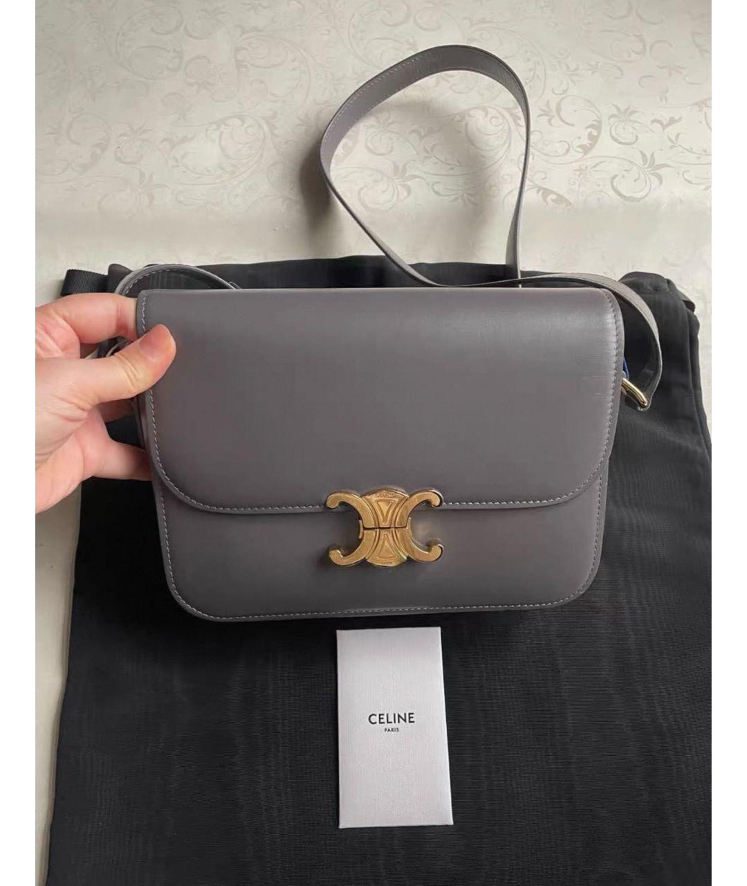 CELINE Серая кожаная сумка через плечо, фото 6