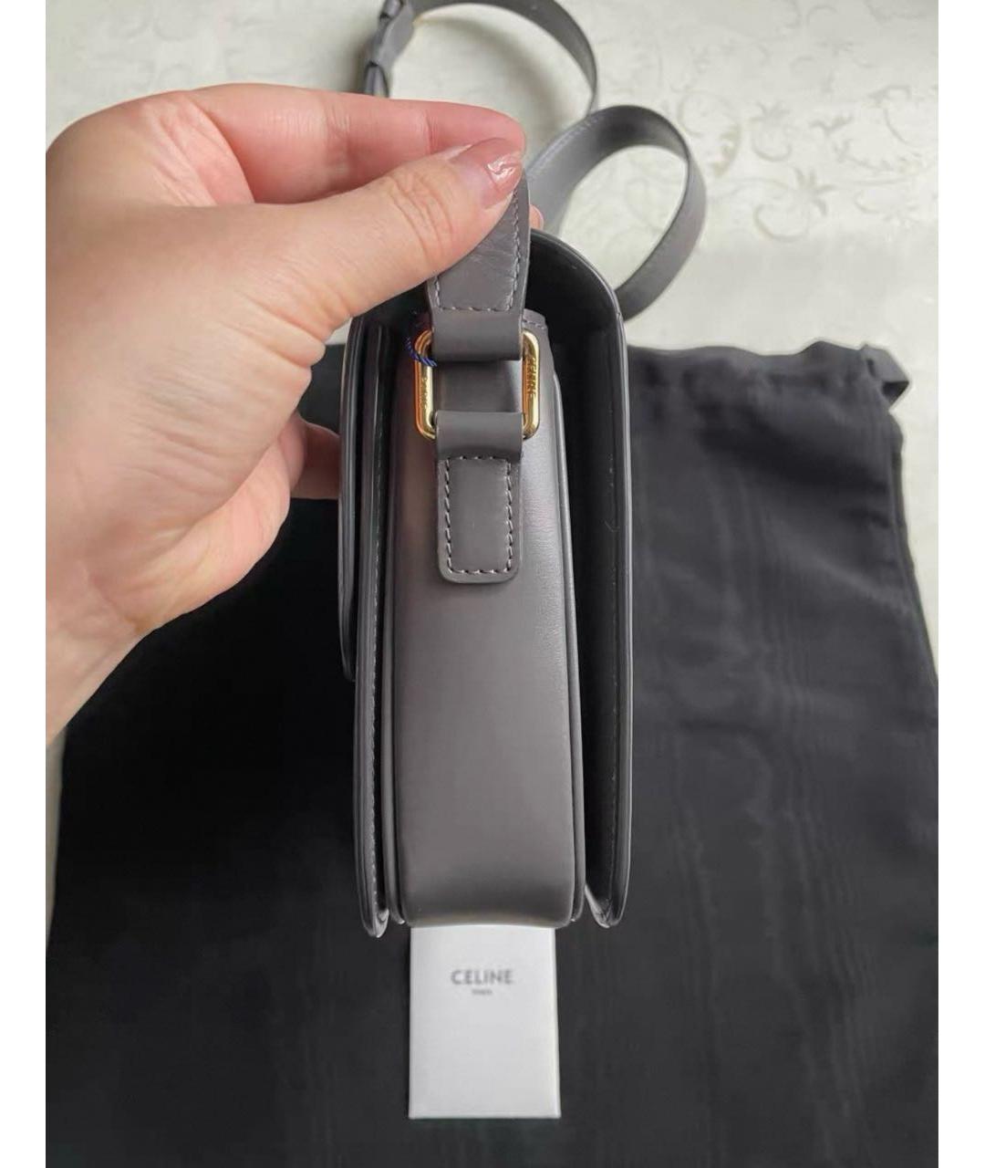 CELINE Серая кожаная сумка через плечо, фото 4