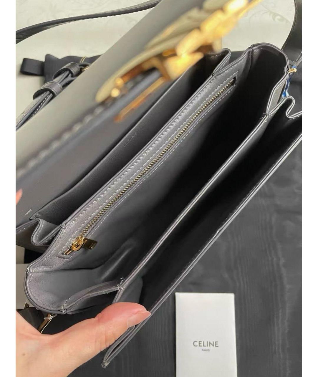 CELINE Серая кожаная сумка через плечо, фото 5