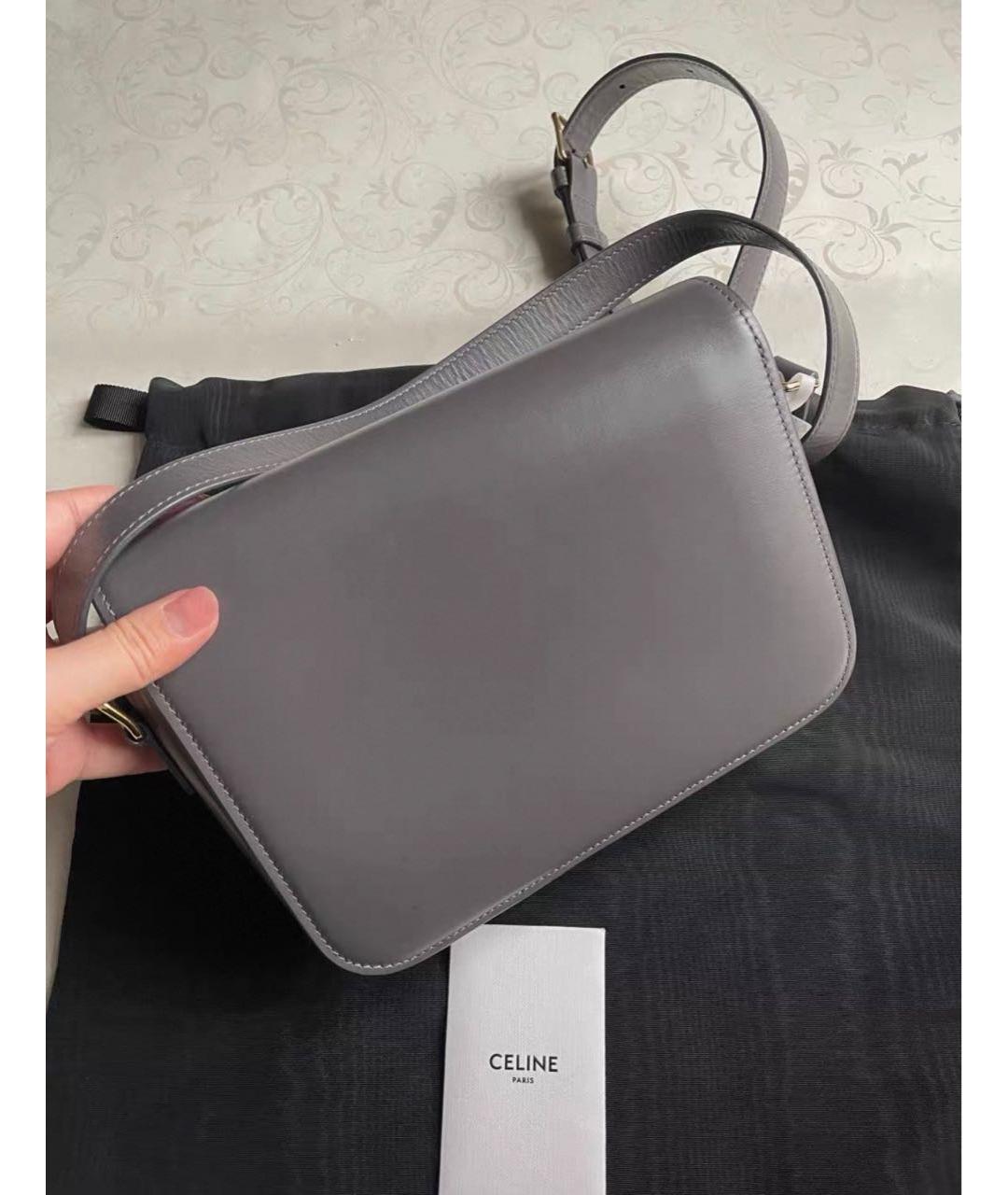 CELINE Серая кожаная сумка через плечо, фото 3