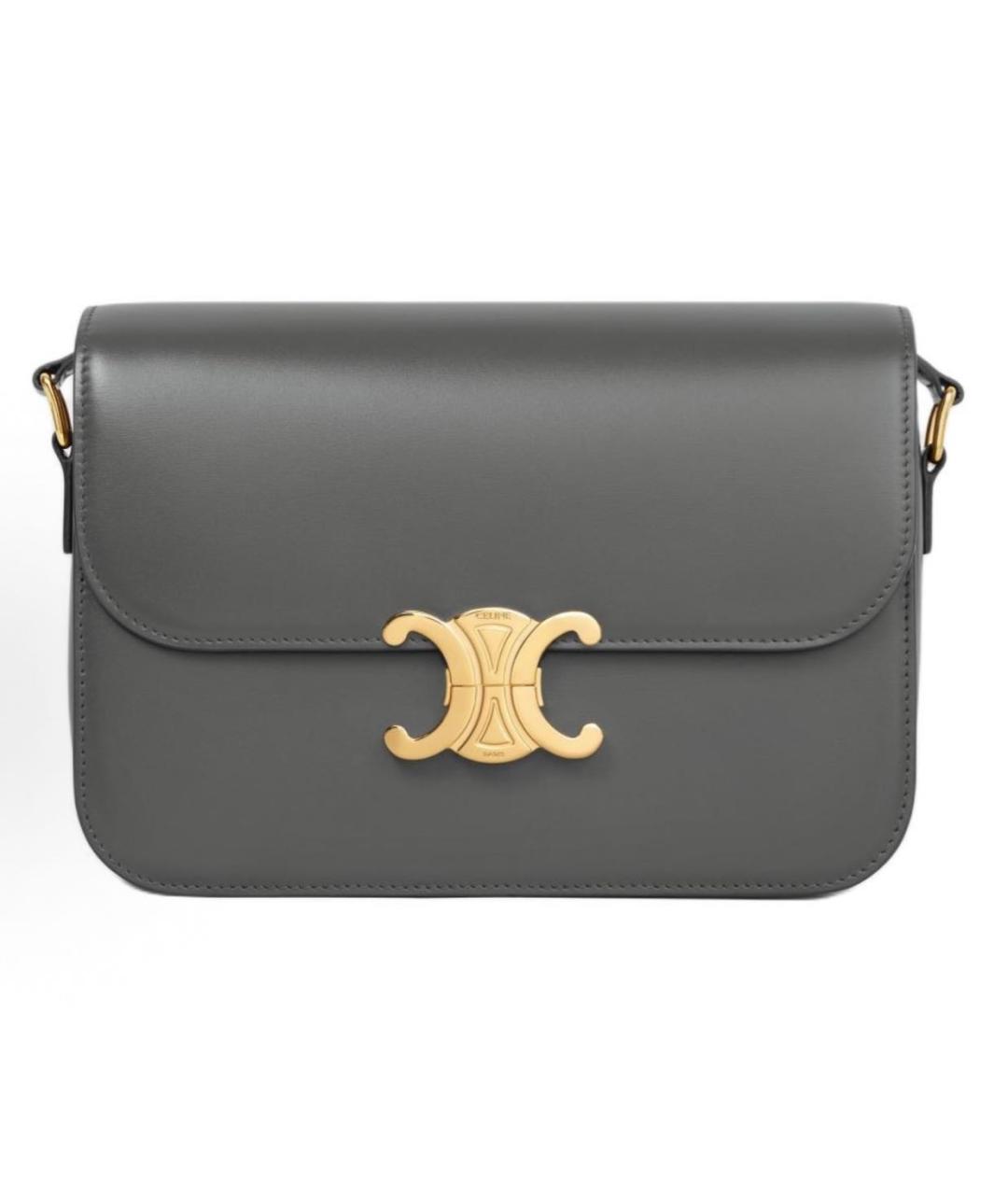 CELINE Серая кожаная сумка через плечо, фото 1
