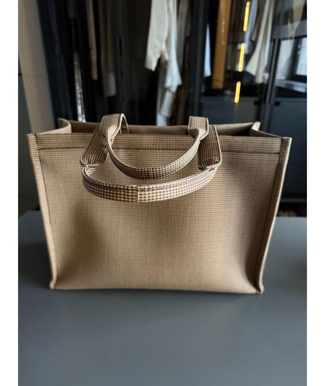 CELINE Коричневая шерстяная сумка тоут, фото 3