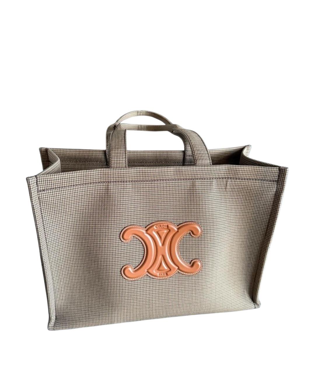 CELINE Коричневая шерстяная сумка тоут, фото 1