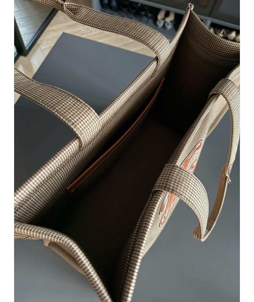 CELINE Коричневая шерстяная сумка тоут, фото 4