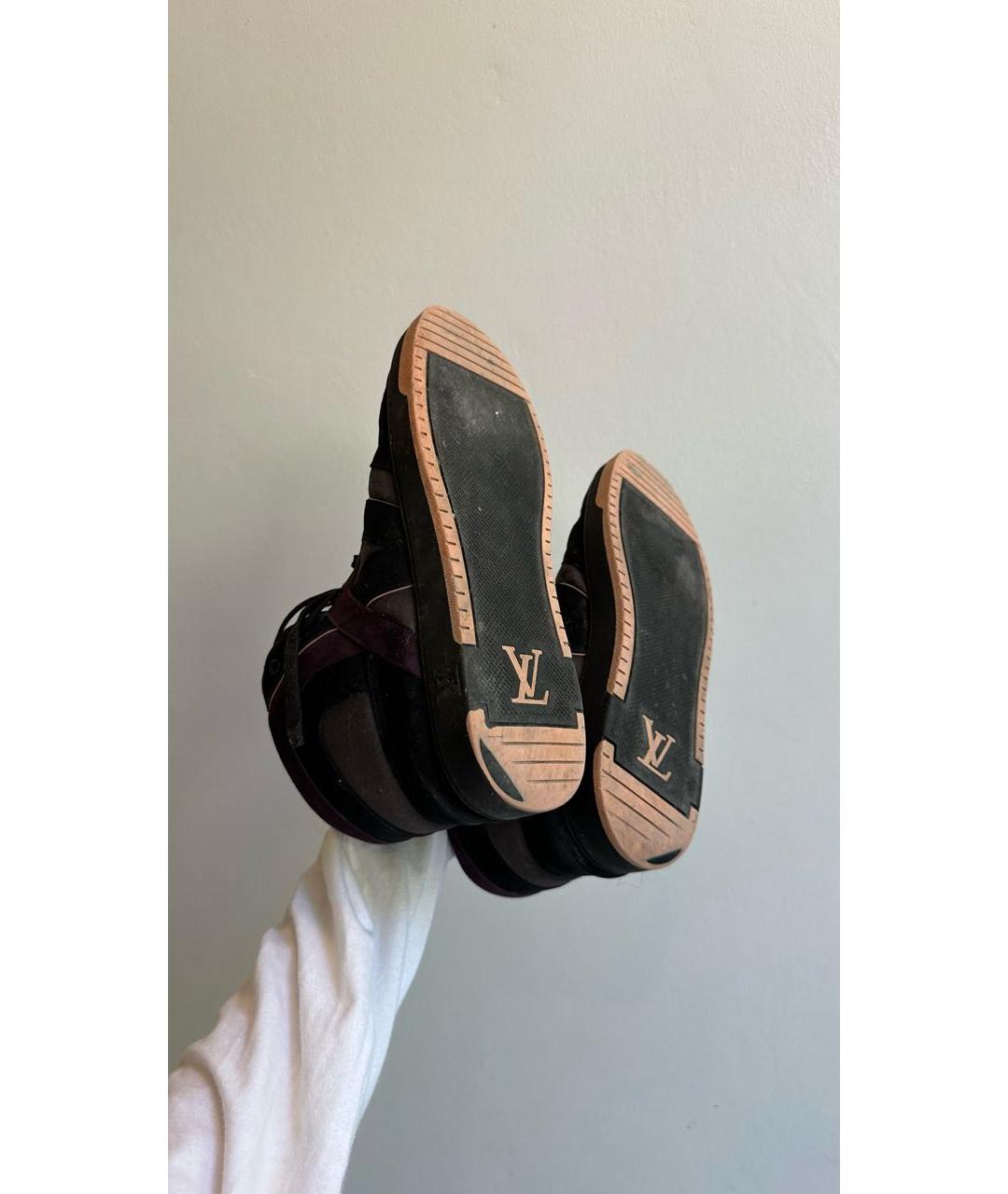 LOUIS VUITTON Фиолетовые замшевые высокие кроссовки / кеды, фото 5