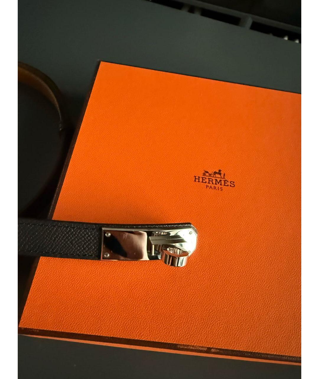 HERMES Черный кожаный ремень, фото 2