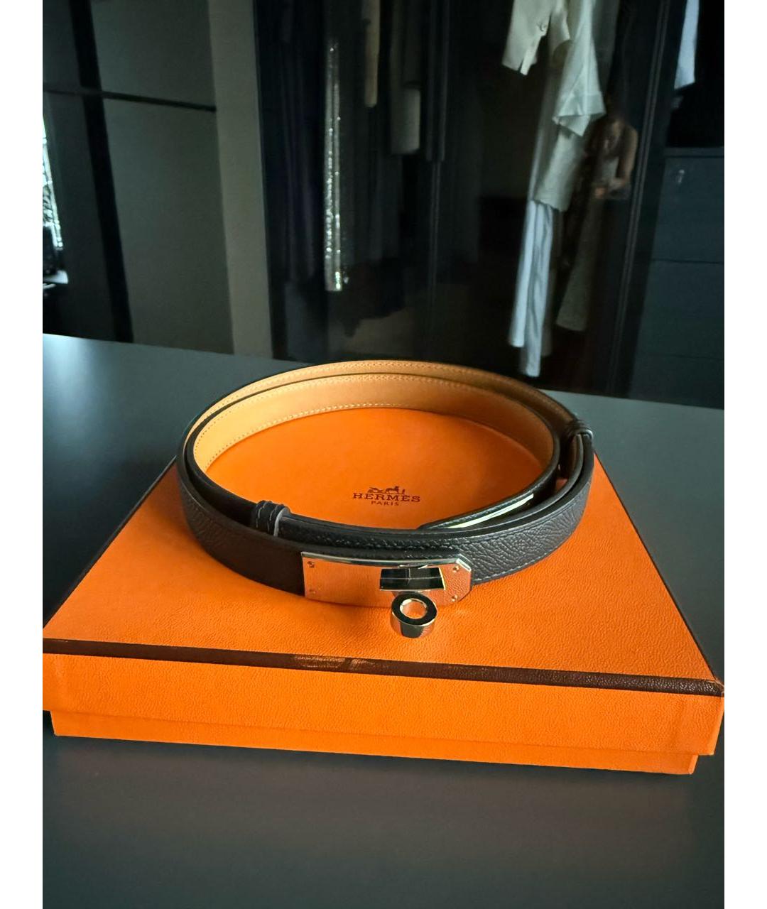 HERMES Черный кожаный ремень, фото 5