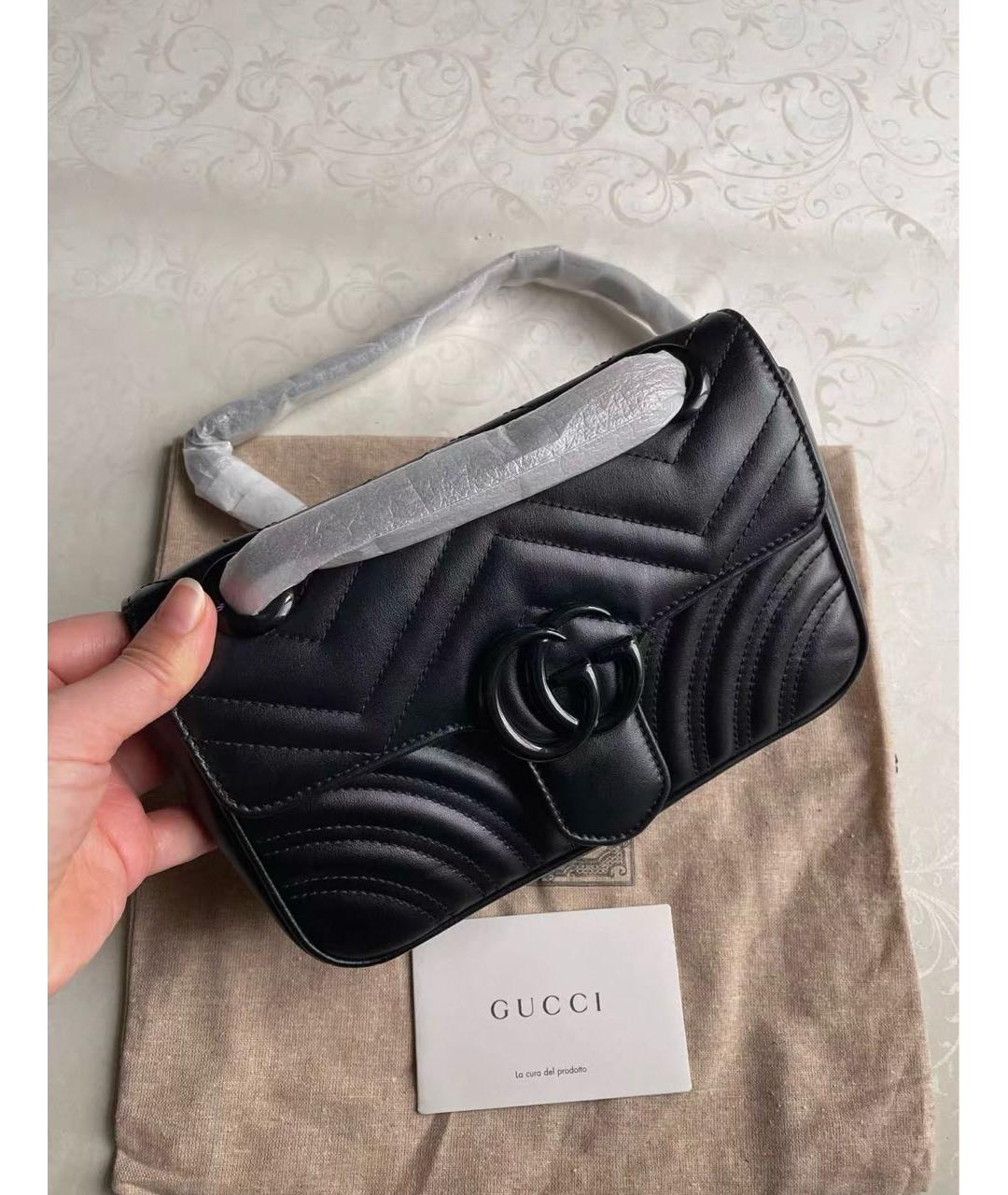 GUCCI Черная кожаная сумка через плечо, фото 2