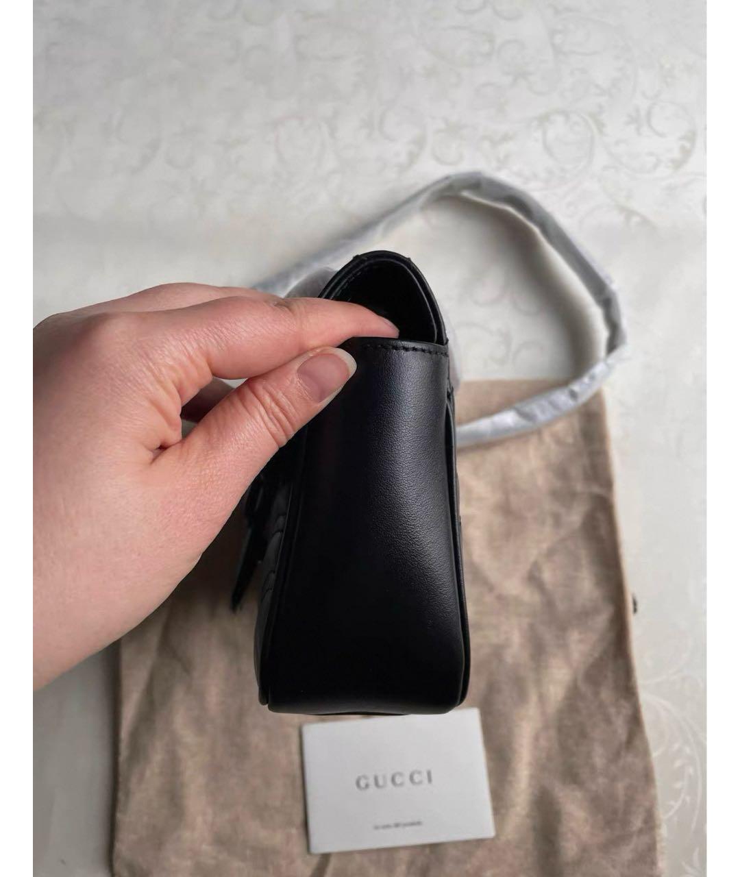 GUCCI Черная кожаная сумка через плечо, фото 4