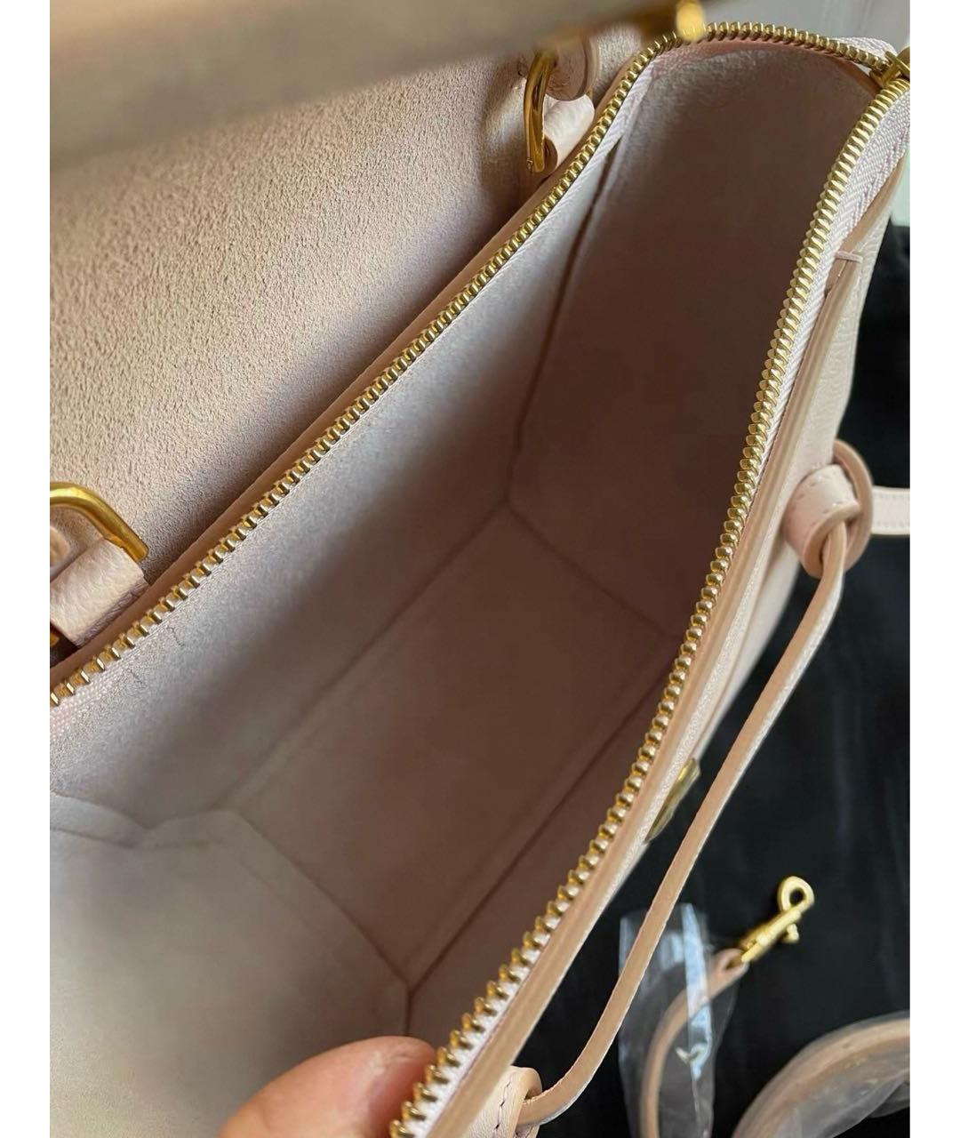 CELINE Розовая кожаная сумка с короткими ручками, фото 5